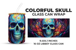 Colorful Skull Glass Can Wrap Product Image 1