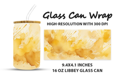 Yellow Watercolor Glass Can Wrap Product Image 1