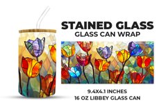 Floral Stained Glass Glass Can Wrap Product Image 1