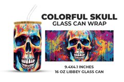 Colorful Skull Glass Can Wrap Product Image 1