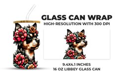 Dog With Flowers Watercolor Glass Can Wrap Product Image 1