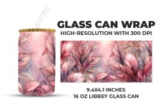 Pink 3D Leaves Glass Can Wrap Product Image 1