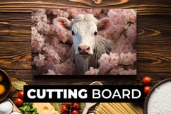 Cow With Flowers Cutting Board Sublimation Product Image 1