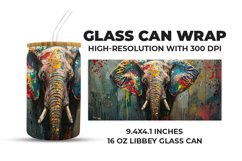 Painted Elephant Glass Can Wrap Product Image 1