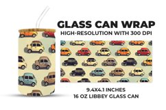 Vintage Cars Glass Can Wrap Product Image 1