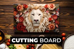 Lion With Flowers Cutting Board sublimation Product Image 1
