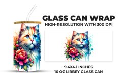 Cat With Flowers Glass Can Wrap Product Image 1