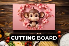 3D Monkey With Flowers Cutting Board Sublimation Product Image 1