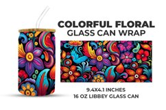 Colorful Floral Glass Can Wrap Product Image 1