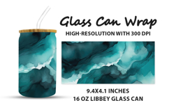 Turquoise Watercolor Glass Can Wrap Product Image 1
