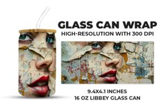 Girl Face On Crack Wall Glass Can Wrap Product Image 1