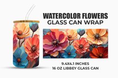 Watercolor Flowers Glass Can Wrap Product Image 1