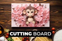 3D Monkey With Flowers Cutting Board Sublimation Product Image 1