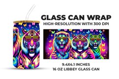 Fashionable Neon Tigers Glass Can Wrap Product Image 1