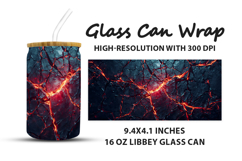 Glowing Lava Crack Glass Can Wrap Product Image 1