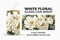 White Floral Glass Can Wrap Product Image 1