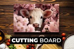 Cow With Flowers Cutting Board Sublimation Product Image 1
