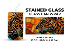 Leopard Stained Glass Glass Can Wrap Product Image 1