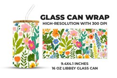 Floral Glass Can Wrap Product Image 1