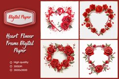 Heart flower frame digital paper Product Image 1
