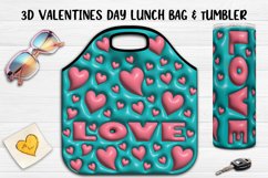 3D Valentine&#039;s Day Lunch Bag plus Tumbler Wrap Sublimation Product Image 1