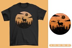 Deer and sunset in vintage style ilustration Product Image 1