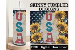 4th Of July Tumbler Wrap, Sunflower Tumbler Wrap PNG 20oz Product Image 1
