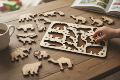 Kids Animals Puzzle Laser Cut SVG | Wooden Montessori Animal Product Image 3
