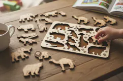 Kids Animals Puzzle Laser Cut SVG | Wooden Montessori Animal Product Image 3