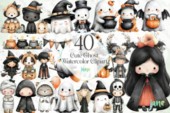 Cute Ghost Watercolor Clipart Product Image 1
