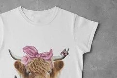 Cow With Pink Flowers Png For Sublimation Product Image 4