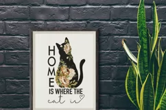 Cat With Peonies, Home Is Where The Cat Is Png Digital Product Image 4