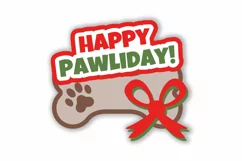 Happy Pawliday. Dog Christmas Paper Cut. Dog Christmas SVG. Product Image 2