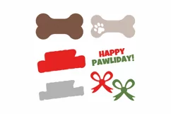 Happy Pawliday. Dog Christmas Paper Cut. Dog Christmas SVG. Product Image 3