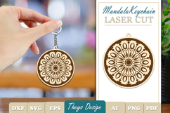 Mandala Keychain Laser Cut | Wooden Mandala Keychain Bundle Product Image 2