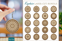 Mandala Keychain Laser Cut | Wooden Mandala Keychain Bundle Product Image 1