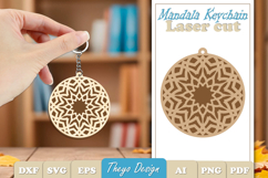 Mandala Keychain Laser Cut | Wooden Mandala Kaychain SVG Product Image 1