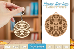 Flower Keychain Laser Cut | Flower wooden Keychain Product Image 1