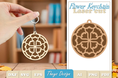 Flower Keychain Laser Cut | Flower wooden Keychain Product Image 1