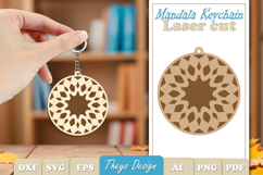 Mandala Keychain Laser Cut | Wooden Mandala Kaychain SVG Product Image 1