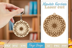 Mandala Keychain Laser Cut | Wooden Mandala Kaychain SVG Product Image 1