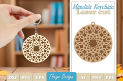 Mandala Keychain Laser Cut | Wooden Mandala Kaychain SVG Product Image 1