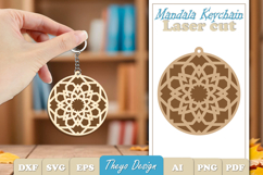 Mandala Keychain Laser Cut | Wooden Mandala Kaychain Bundle Product Image 5