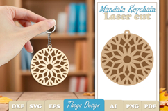 Mandala Keychain Laser Cut | Wooden Mandala Kaychain SVG Product Image 1
