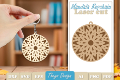 Mandala Keychain Laser Cut | Wooden Mandala Keychain SVG Product Image 1