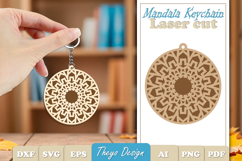 Mandala Keychain Laser Cut | Wooden Mandala Keychain SVG Product Image 1