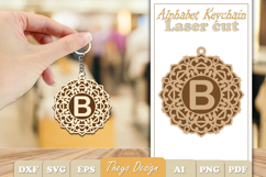 Alphabet Keychain Laser cut |Monogram Alphabet Keychain SVG Product Image 1