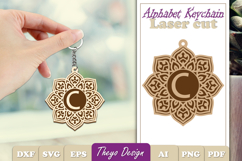Alphabet Keychain Laser cut |Monogram Alphabet Keychain SVG Product Image 1