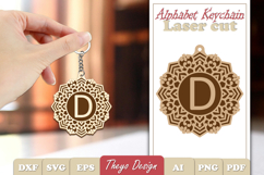 Alphabet Keychain Laser cut |Monogram Alphabet Keychain SVG Product Image 1