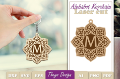 Alphabet Keychain Laser cut |Monogram Alphabet Keychain SVG Product Image 1
